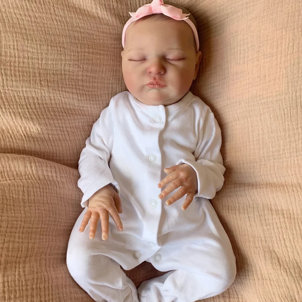 

50CM Newborn Baby Size Reborn Baby Close Eye Laura Lifelike Soft Touch Cuddly 3D Skin Visibile Veins High Quality Art Doll