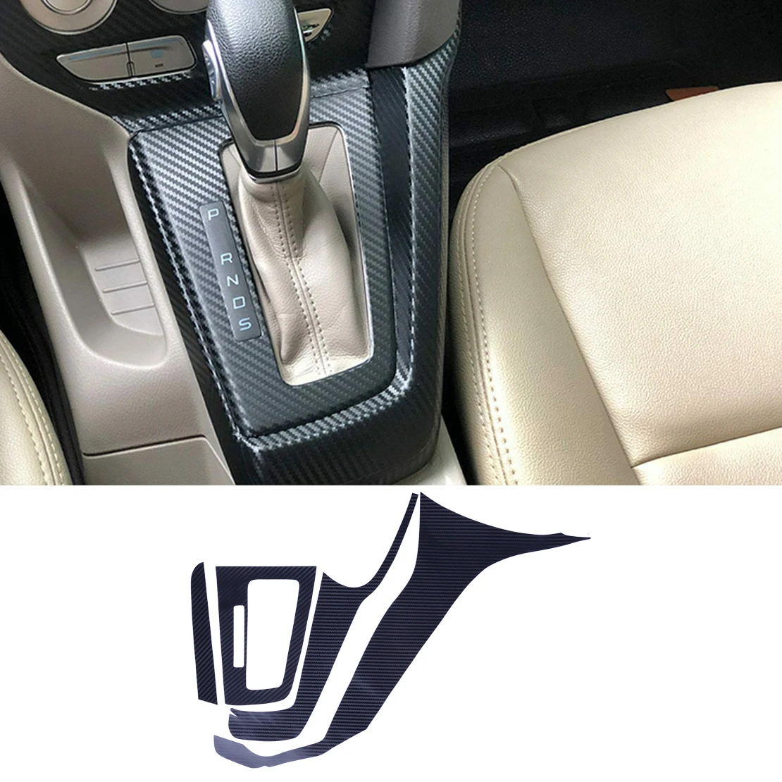 Car Interior Gear Panel Window Control Switch Sticker Kit Fit For Ford Focus 2012 2013 2014 Left Hand Drive Carbon Fiber Grain