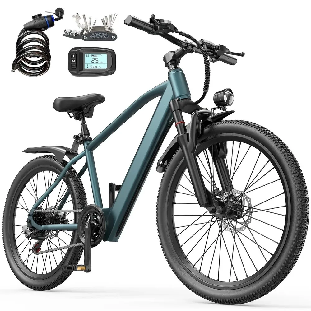 1500W Electric Mountain Bike 26" Fat Tire 48V 17.5Ah 34MPH Off-Raod e Bike