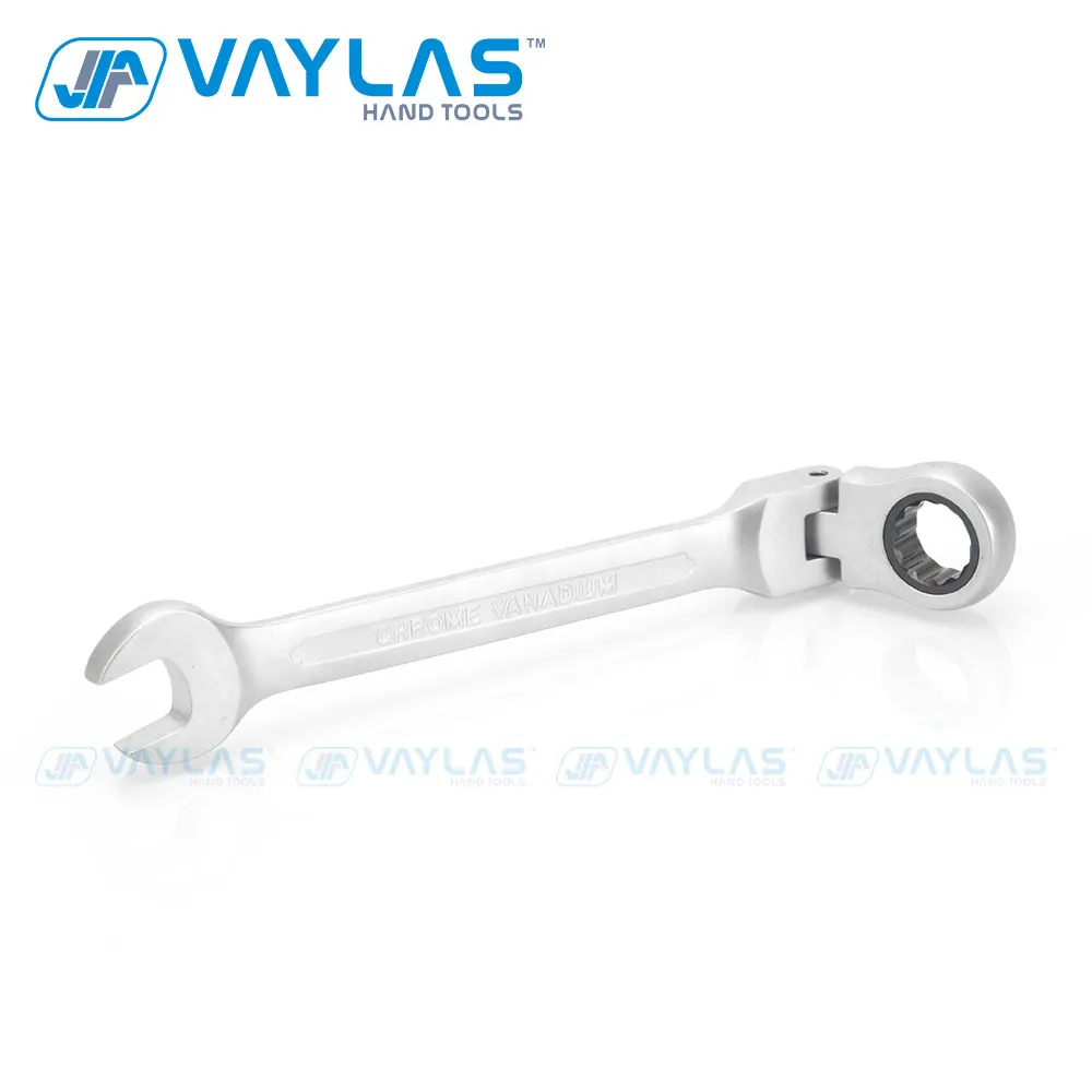 VAYLAS 12mm Dull Polished Combination Wrench Flexible Head 72T Ratchet and Open End High Torque Spanner Repair Hand Tool