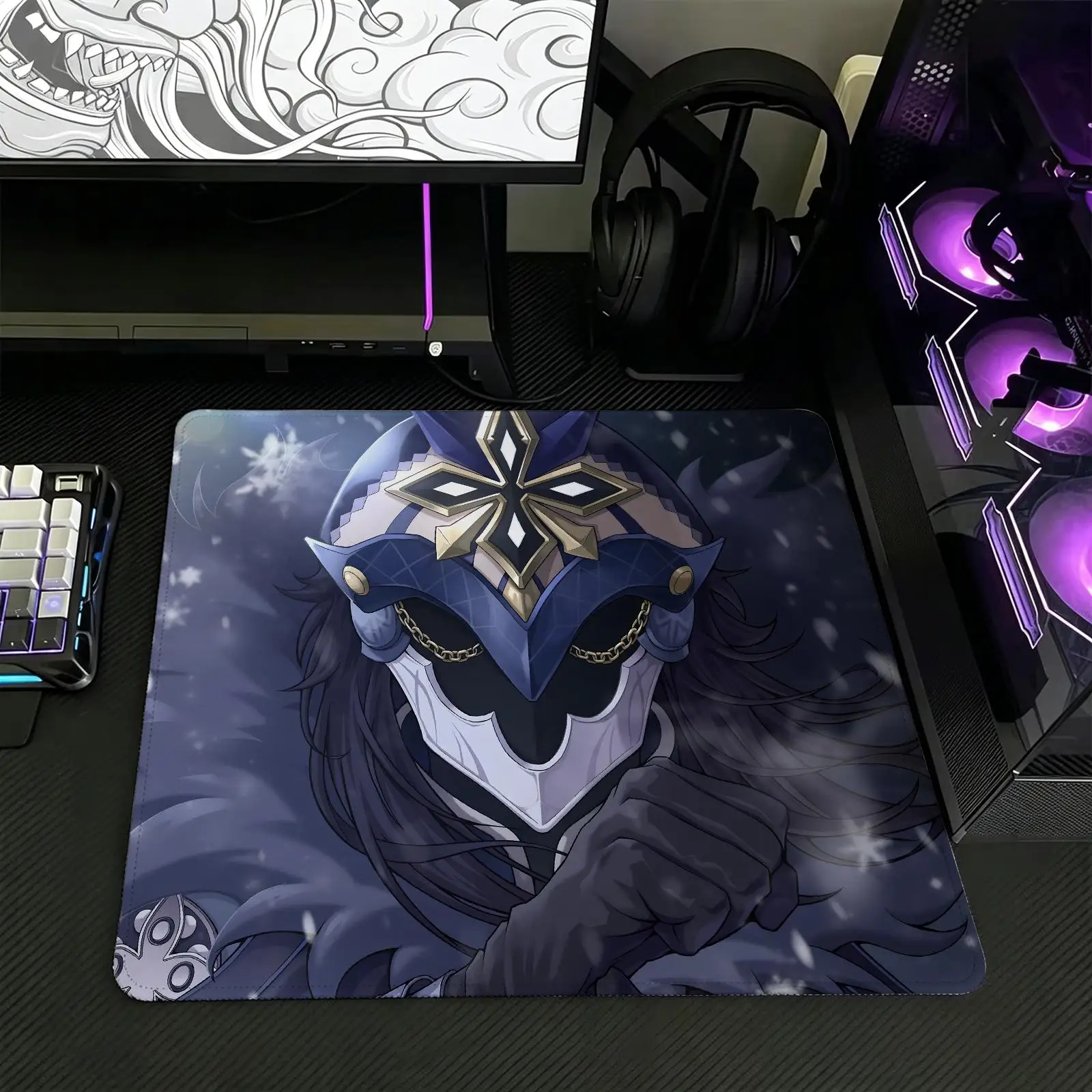 Genshin Impact Il Capitano Regular gaming mouse pad  Office mouse pad Laptop desk mat Stitched edge S/M/L size mouse pad
