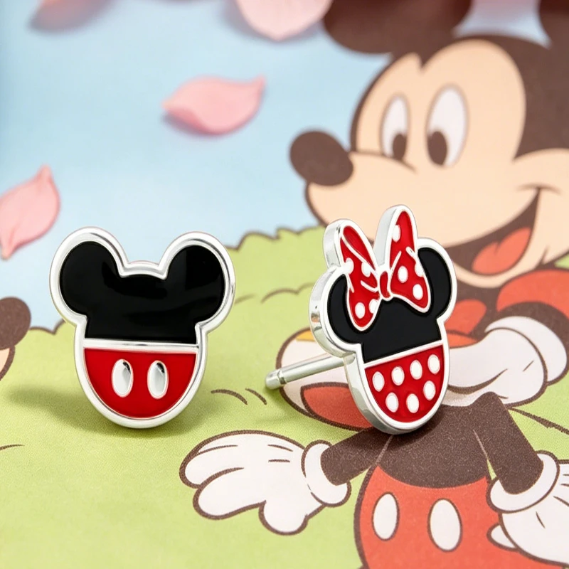 1 Pair Of Disney Mickey And Minnie Mini Earrings, Cute Cartoon Fashion Earrings, Women's Exquisite Earrings, Party Gifts