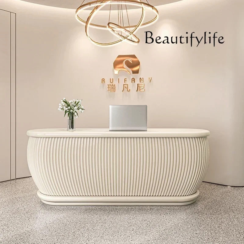 new S Company Paint Reception Desk Simple Clothing Store Cashier Counter Bar Special-Shaped Creative Fashion Front