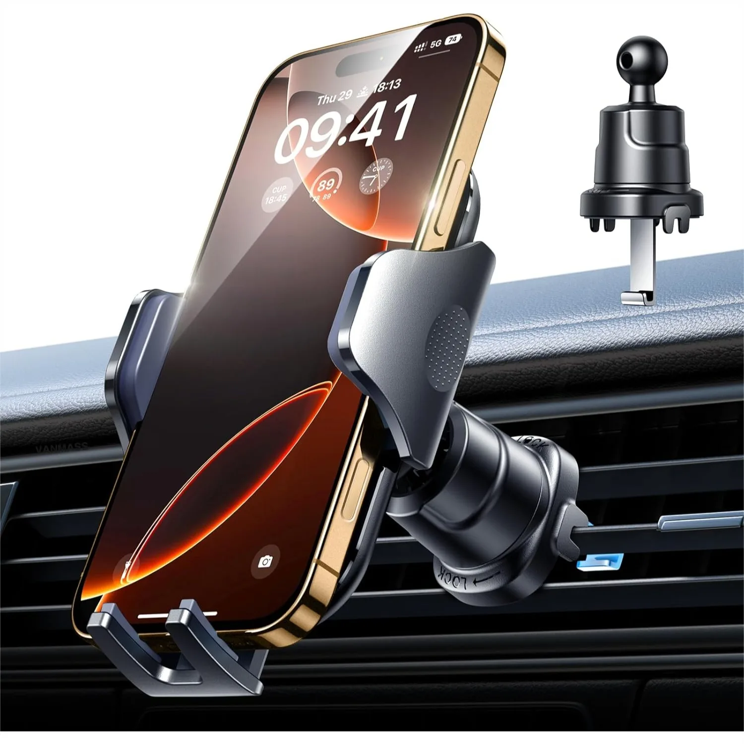 

Car Phone Holder with Shockproof Air Vent Mount for iPhone 16 15 14 13 Samsung Galaxy S24 S23 S22 Android