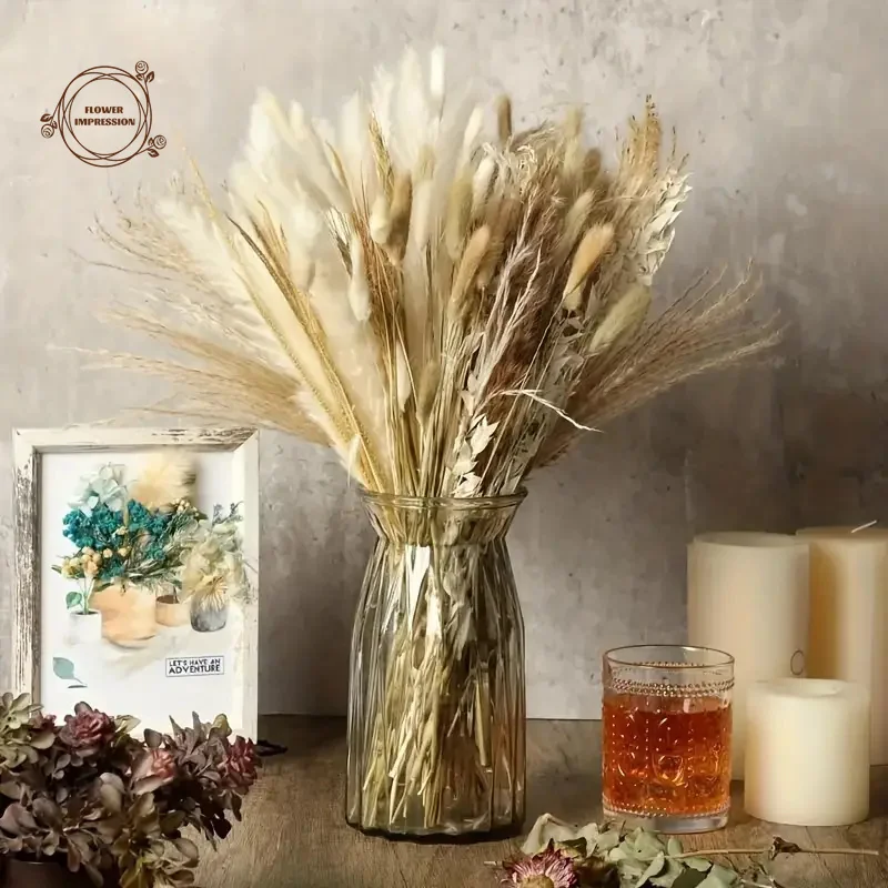 121PCS Pampas Grass Natural Dried Flowers Decor Bouquet Boho Home Floral Arrangement Wedding Table Christmas Decoration Flores