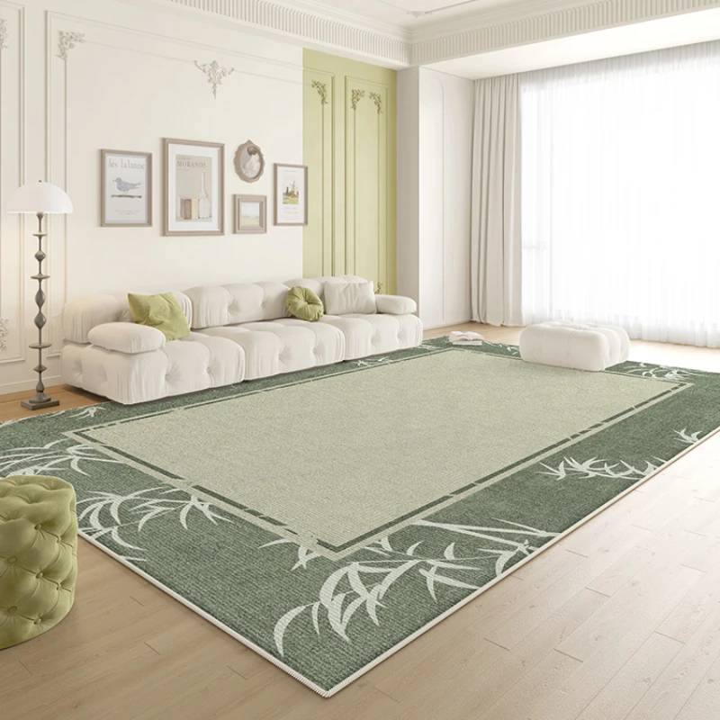 Living Room Bedroom Bedside Green Bamboo Carpet 2024 New Chinese Style Waterproof Anti Slip Carpets Light Luxury High End Rug