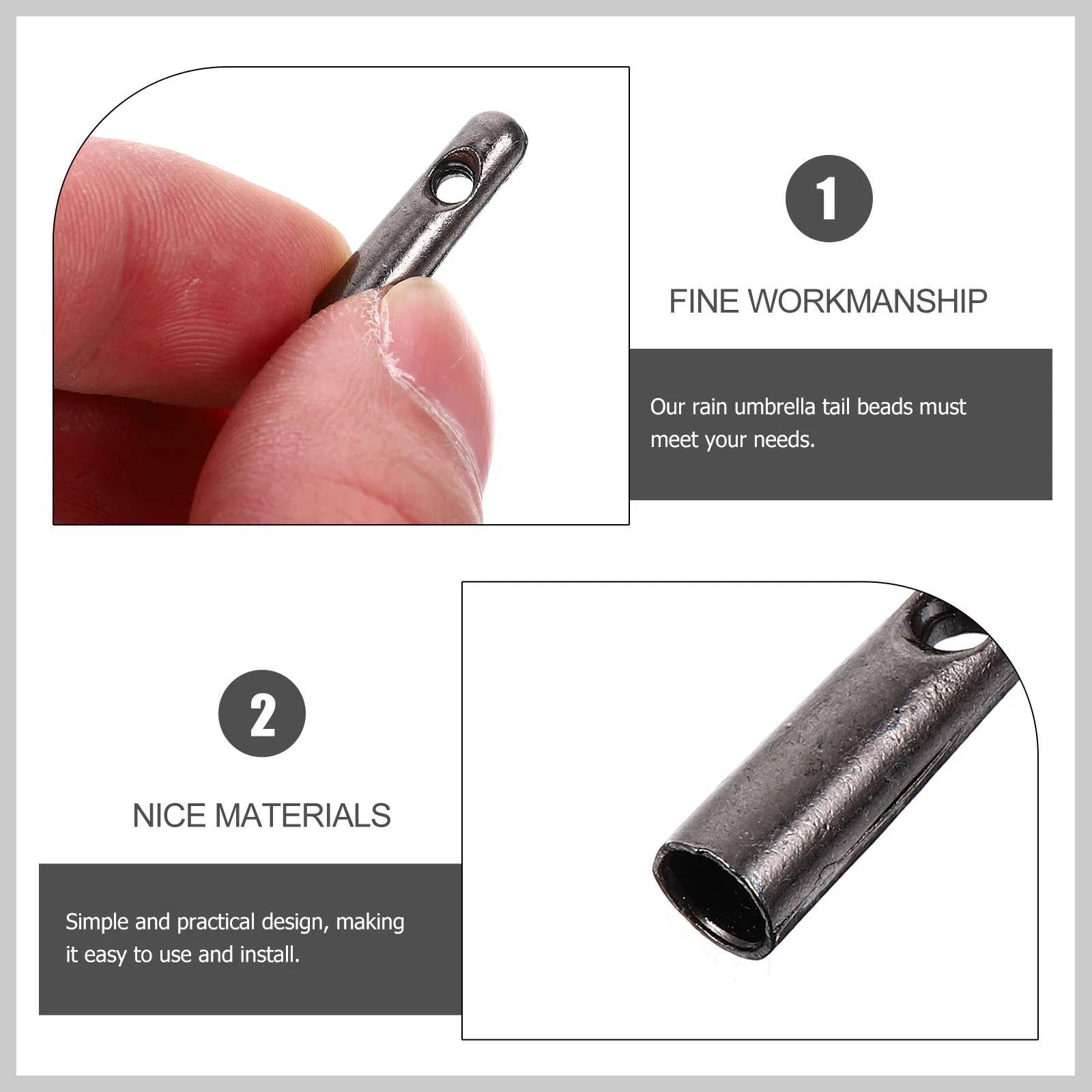 10Pcs Umbrella Tail Beads Metal Replacement Bone Covers for Folding Umbrella Repair Sturdy Small Beads Rain Accessory