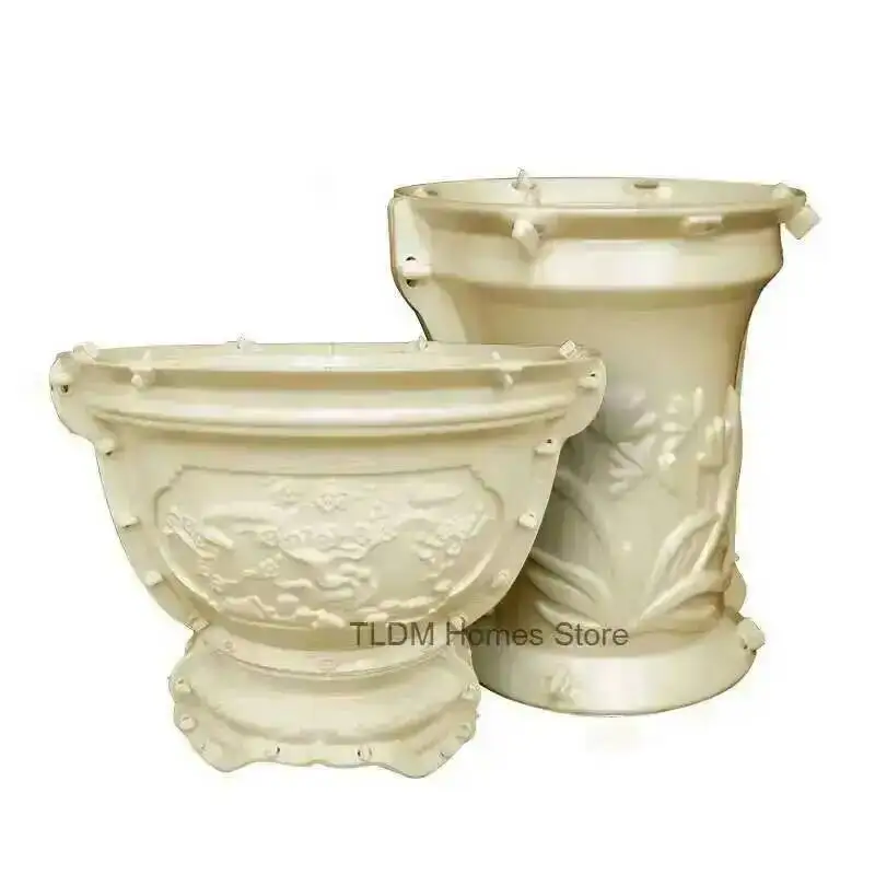 Garden Pot European Flower Mold High-foot DIY Decoration Durable Home Gardening Round Concrete Flower Pot Mold Vase Planter T