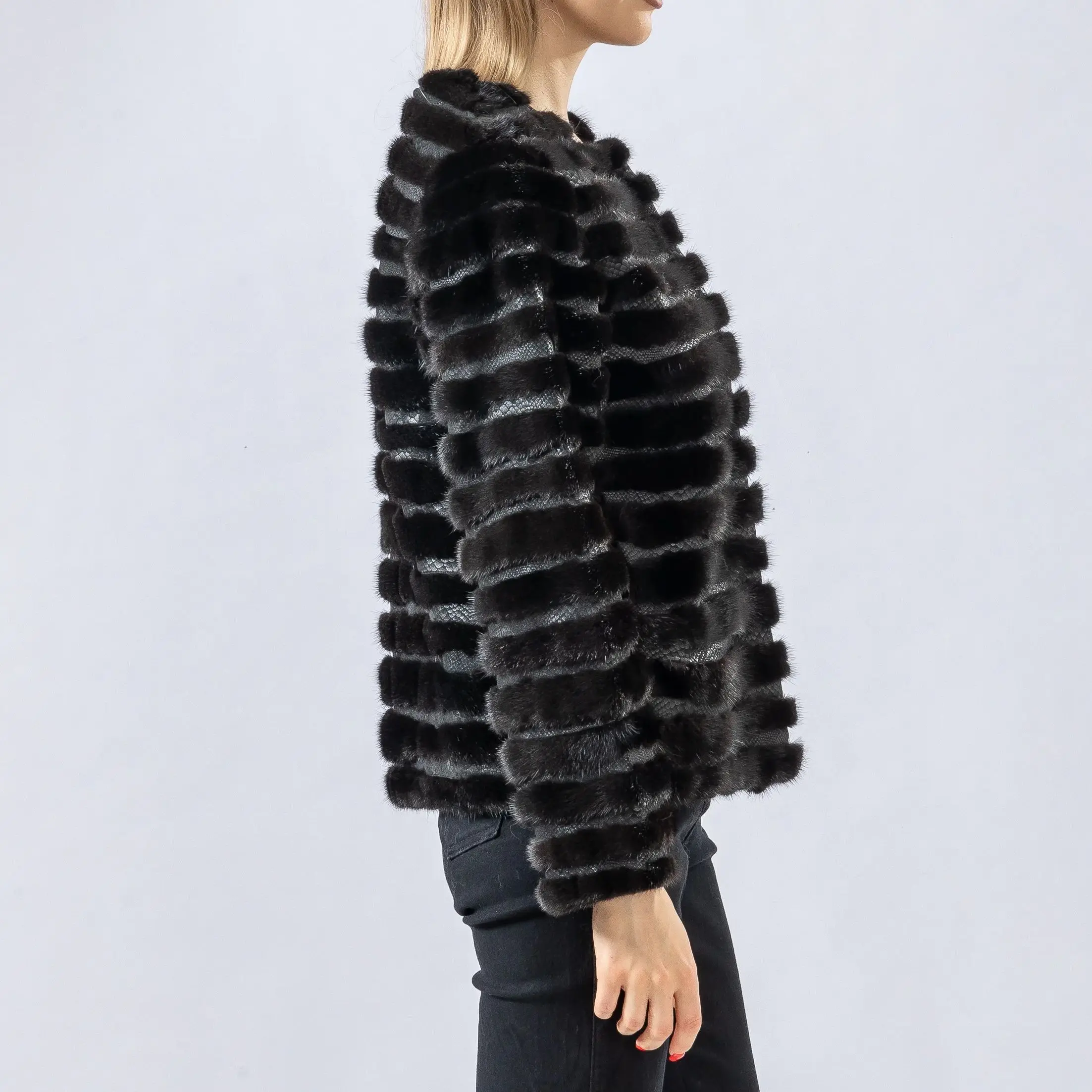 ขนมิงค์จริง O-neck สําหรับผู้หญิงพื้นฐานขนเล็กชิ้น 250482