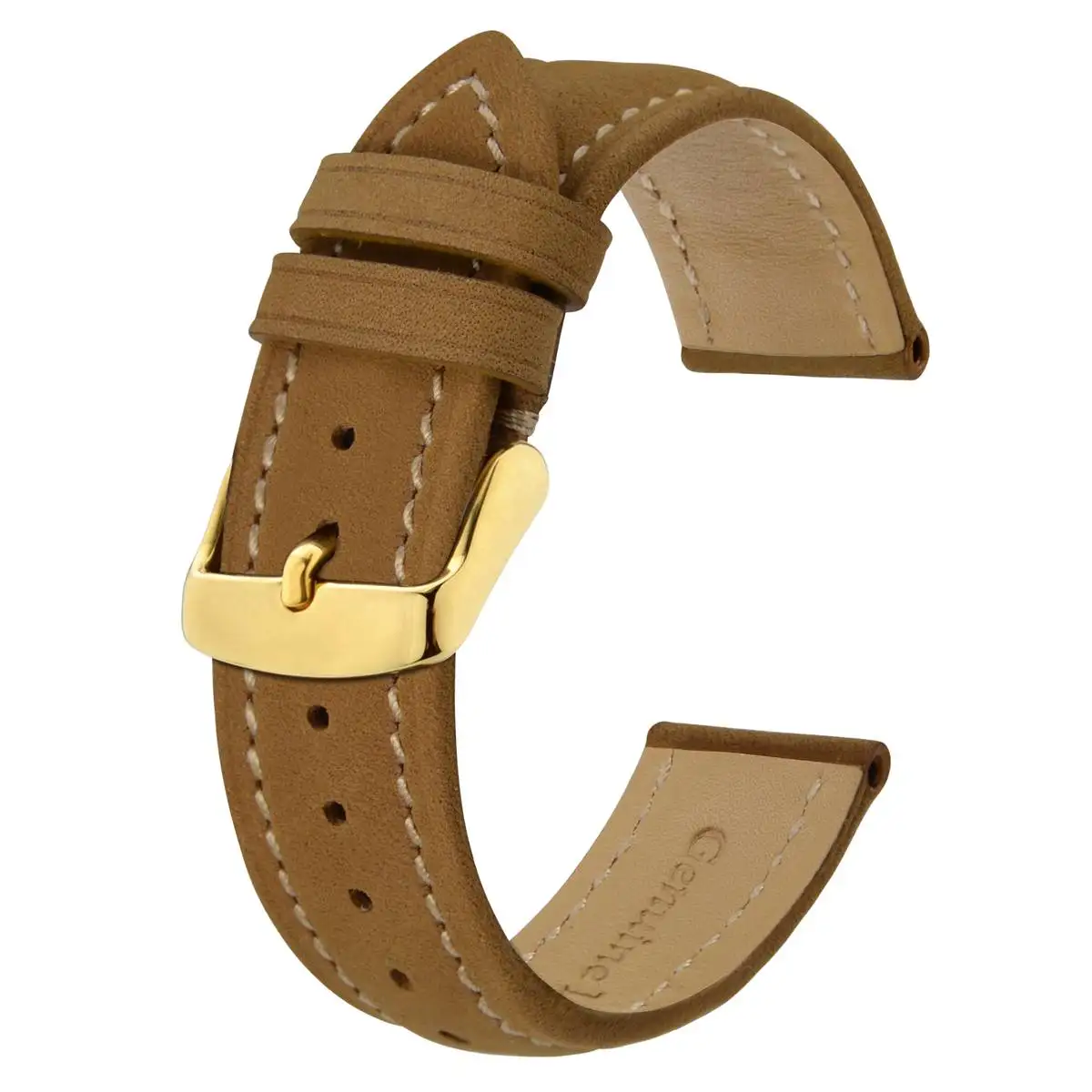 BISONSTRAP Watch Band 14mm 15mm 19mm 20mm 22mm 23mm 24mm Crazy Horse Leather WatchStraps Vintage Replacement Belt Gold Buckle