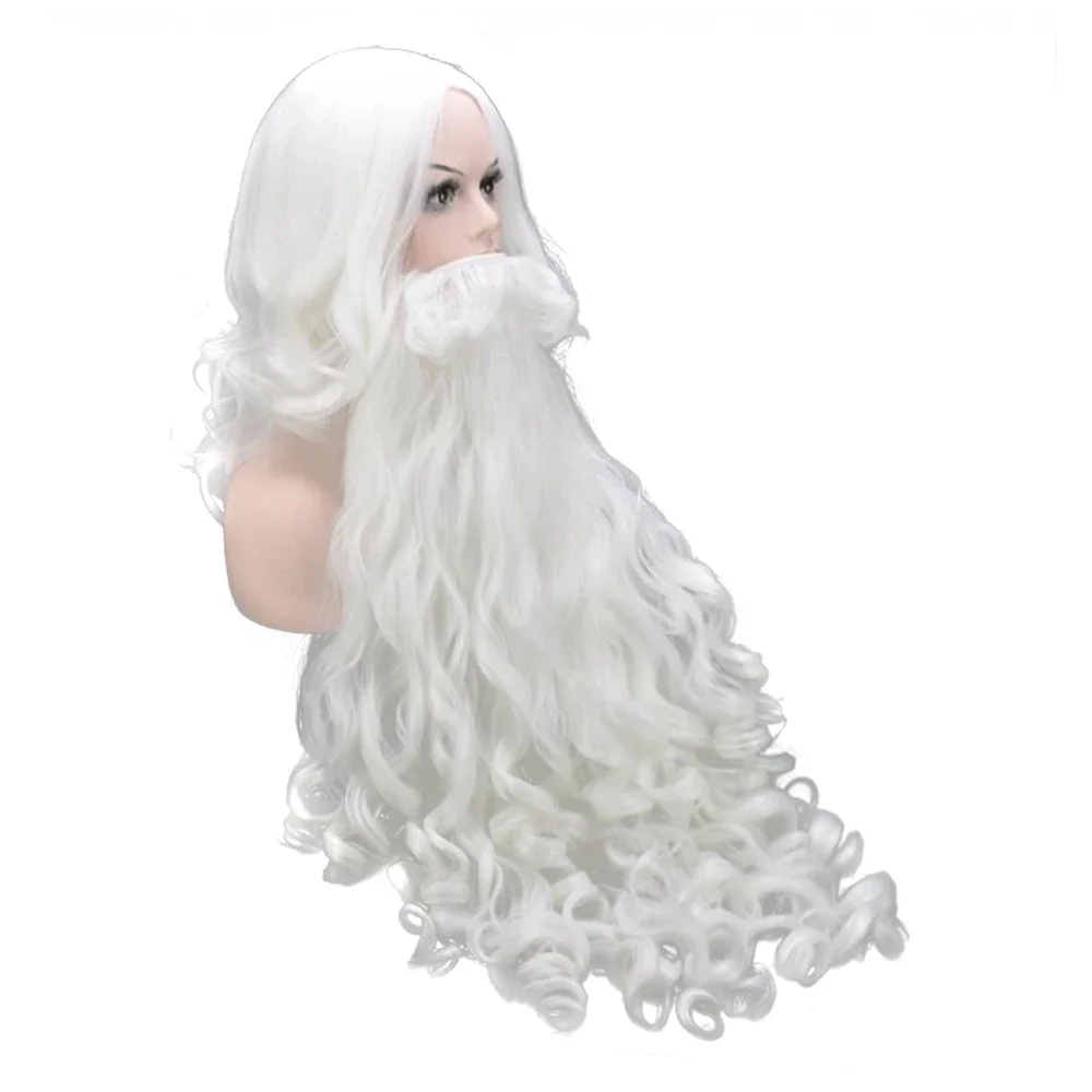 Soowee Christmas Costumes Santa Claus Wig and Beard Synthetic Hair Short SantaClaus Xmas Gift Cosplay Wigs