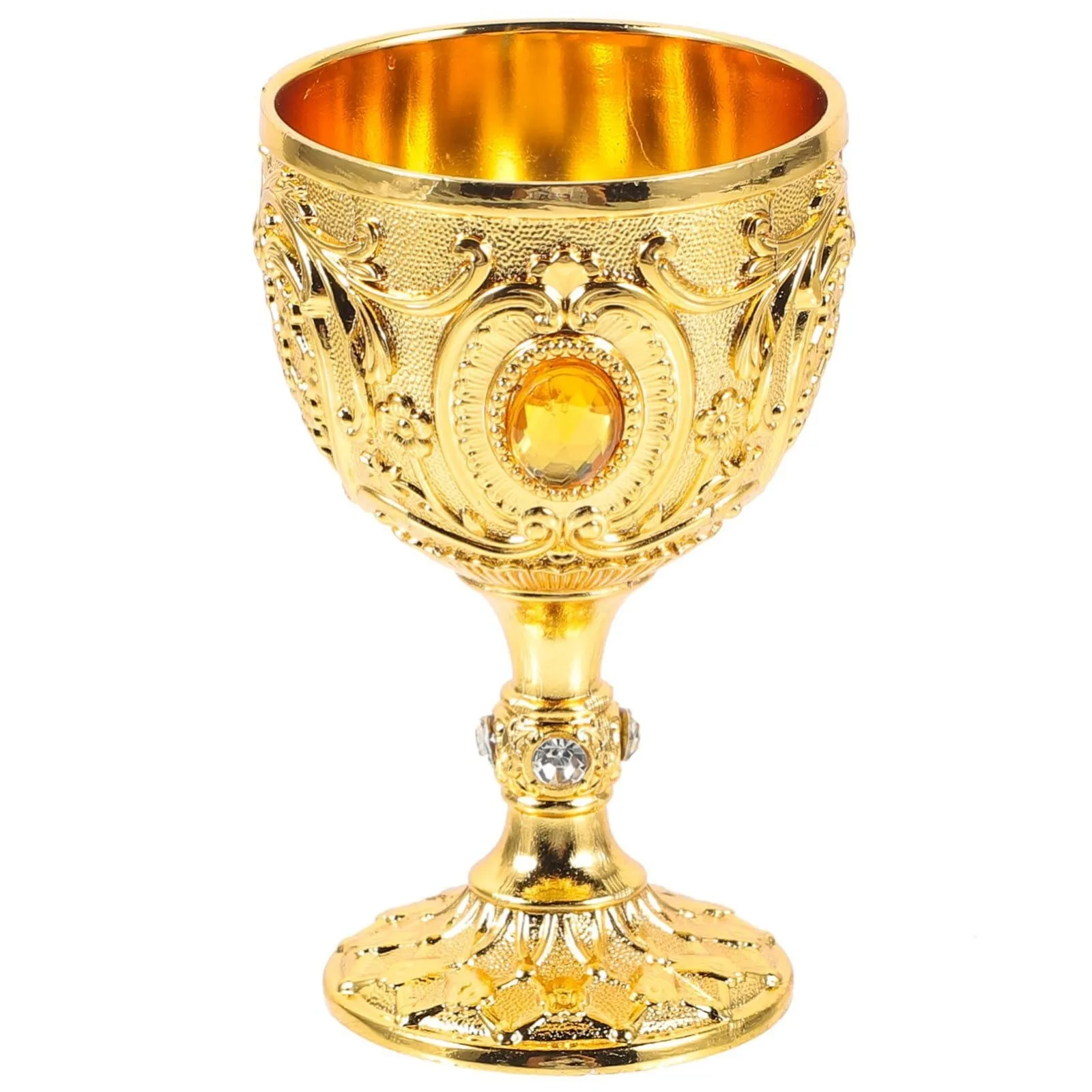 Mini Chalice, 30ML Gold Goblet Vintage Metal Shot Glasses Tiny Embossed Wine Cup Wine Liqueur Cup for Home Bar