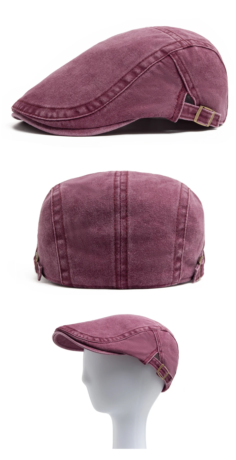 Neue Vintage Baumwolle Baskenmütze Männer Frauen Mode Flache Schirmmütze Casual Herbst Berets Retro Hut Newsboy Sommer Unisex Einstellbar – Detail 5