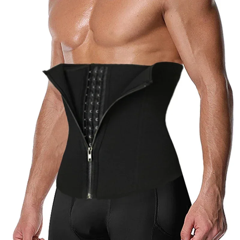 Men Slimming Waist Trainer Belt Sauna Suits Belly Cincher Sweating Waist Trimmer Fat Burning Compression Straps Girdles Corsets