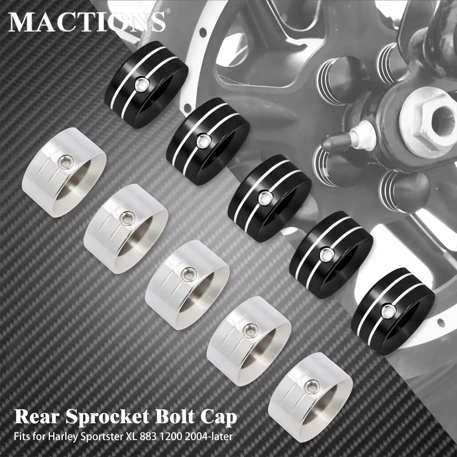 Motorcycle Rear Sprocket Flat Bolt Cap Cover Kit Black/Chrome For Harley Touring Road King Street Glide Sportster XL 883 Softail