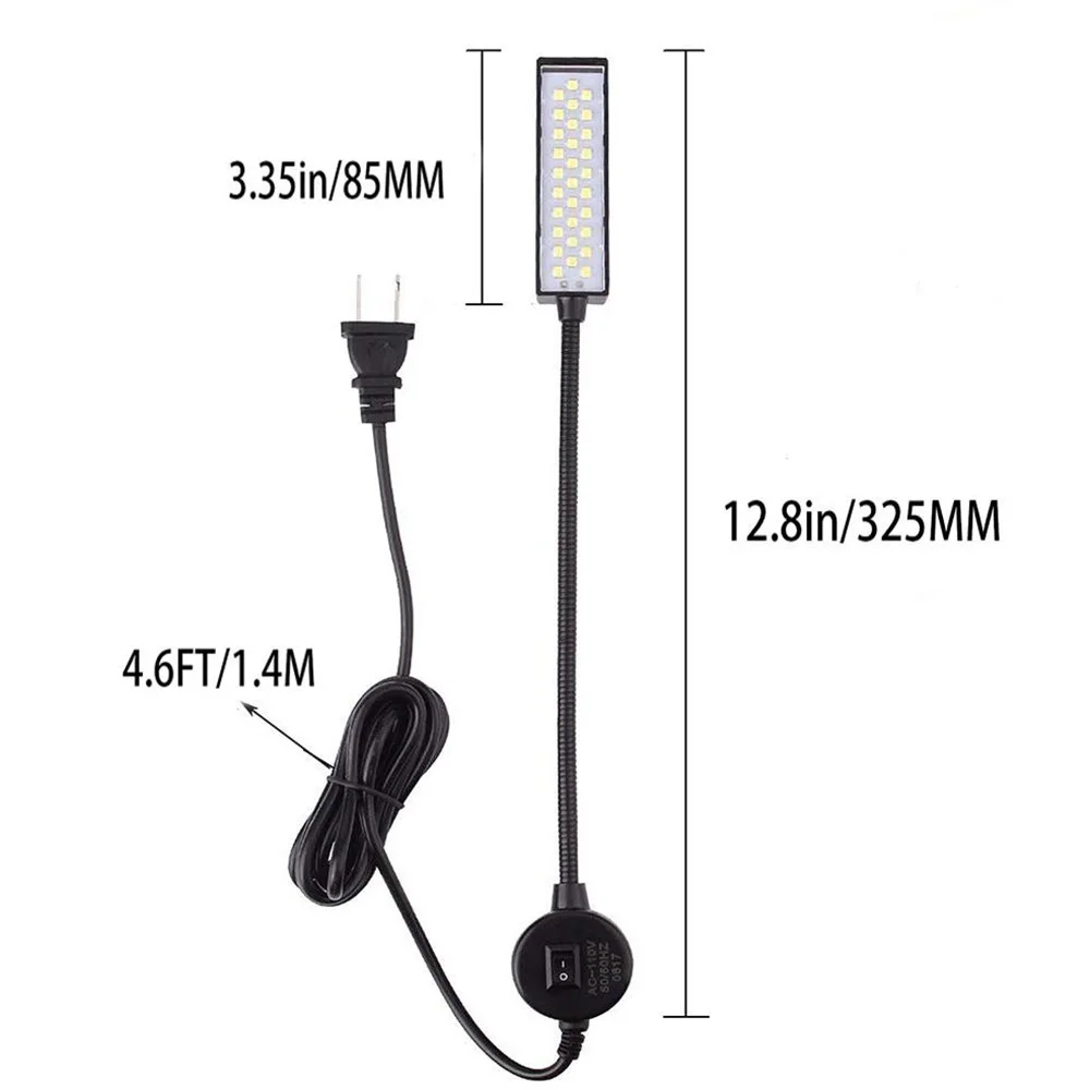 ABZV-30 LED Machine à coudre lumière couture éclairage pour établi tour perceuse presse Flexible col de cygne bras lampe de travail prise américaine