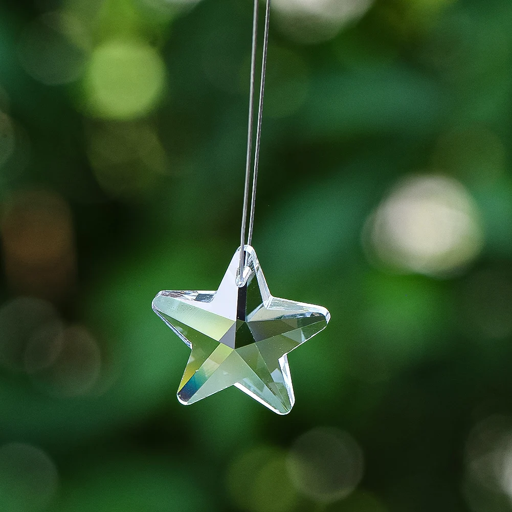 2pcs 30mm Crystal Star Beads DIY Suncatcher Prism Parts Pendant Garden Hanging Decor Charms for Jewelry Making Earring Necklaces