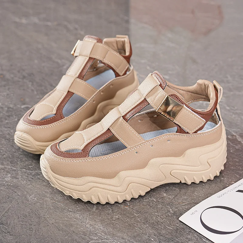 

Summer Women's Platform Sandals 2026 Fashion Leather Comfortable Sneakers Women Outdoor Wear-resistant All-match Casual Sandals