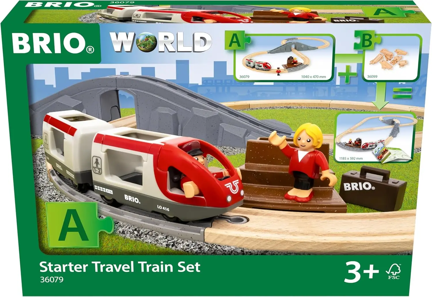 

World - 36079 Starter Travel Train Set | 22-Piece Wooden Toy Train Set for Kids Aged 3 Years Up