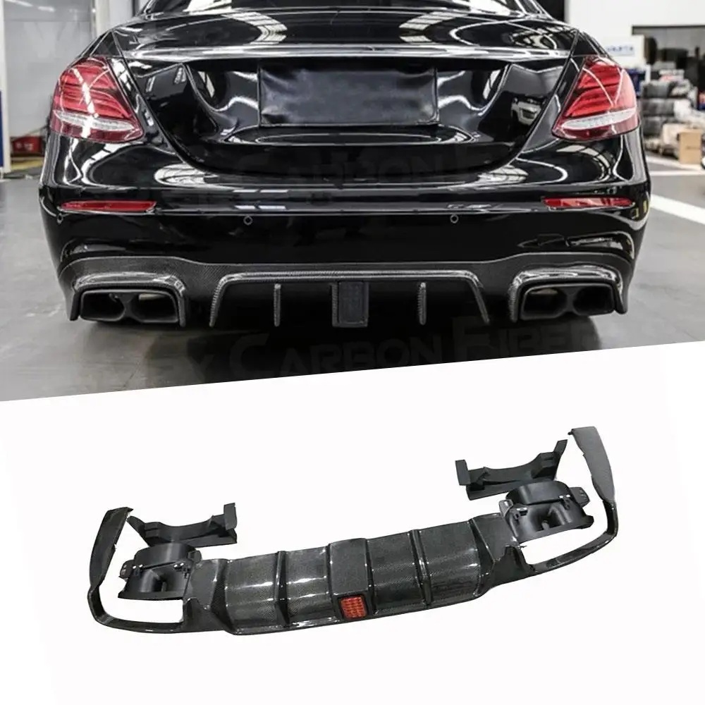 

Rear Bumper Lip Diffuser with Exhaust Muffler Tips for Benz C238 E200 E300 E63 AMG Coupe Sport 17-2019 B Style Carbon Fiber