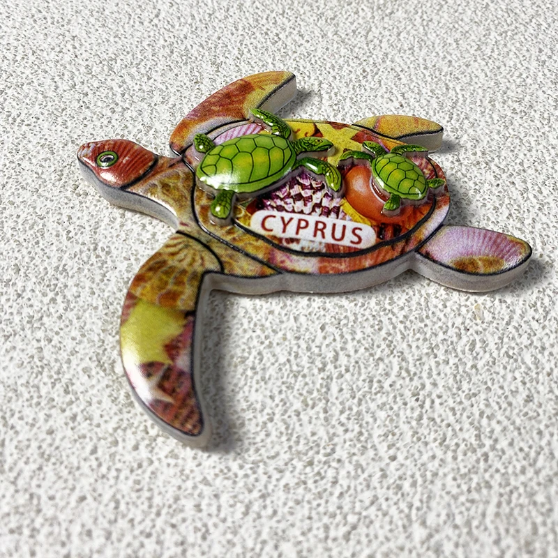 Cyprus cultural tourism souvenir Creative turtle shape magnetic refrigerator sticker 3d relief decoration