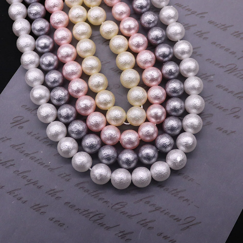 

10x10mm Multicolor Glass Imitation Cotton Pearl Round Straight Holes Loose Beads DIY Necklace/bracelet Jewelry Component 1strand