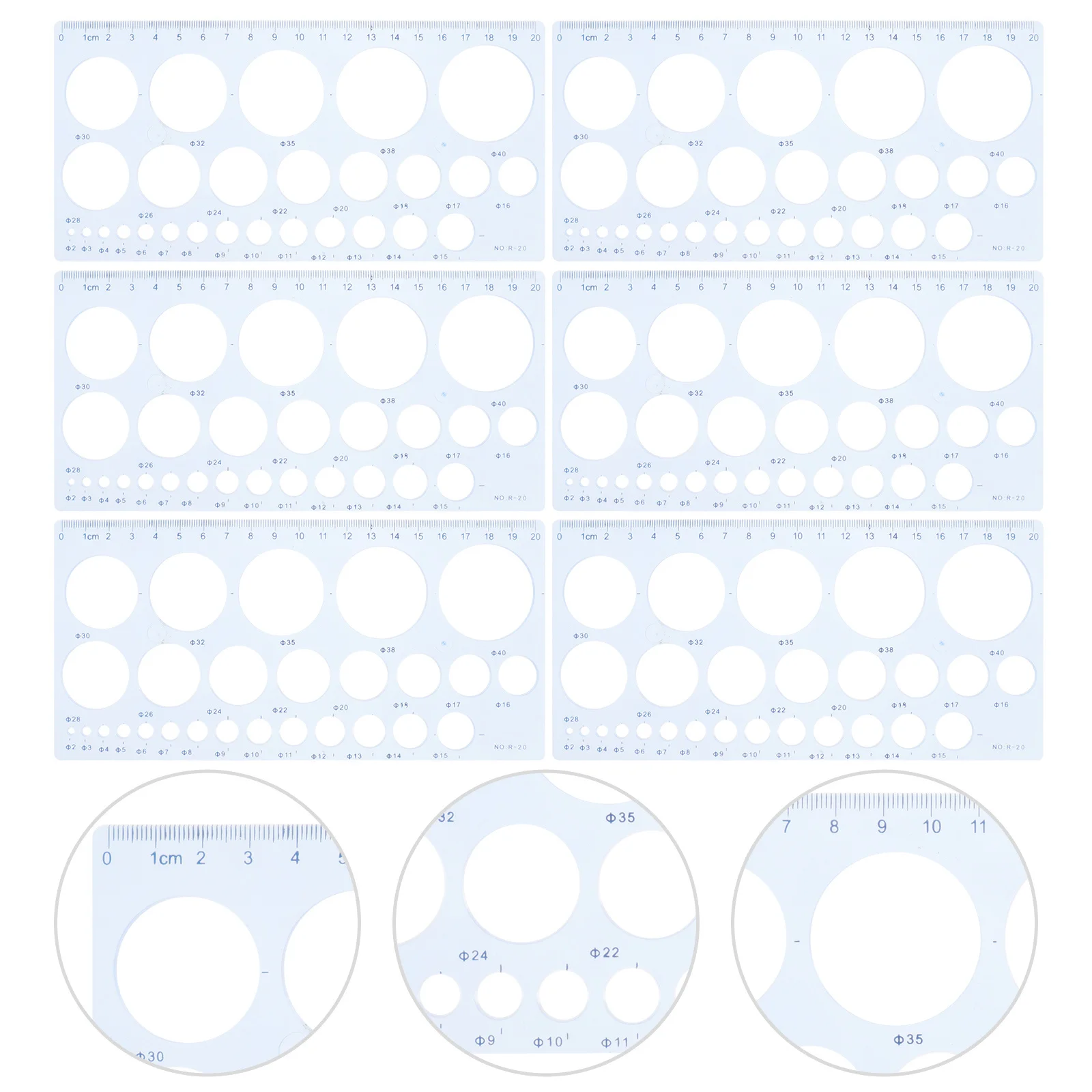 6 قطعة استنسل رسم مسطرة قالب هندسي أداة ثقب دائرة دليل قياس البلاستيك لصياغة تصميم الفن المعمارية