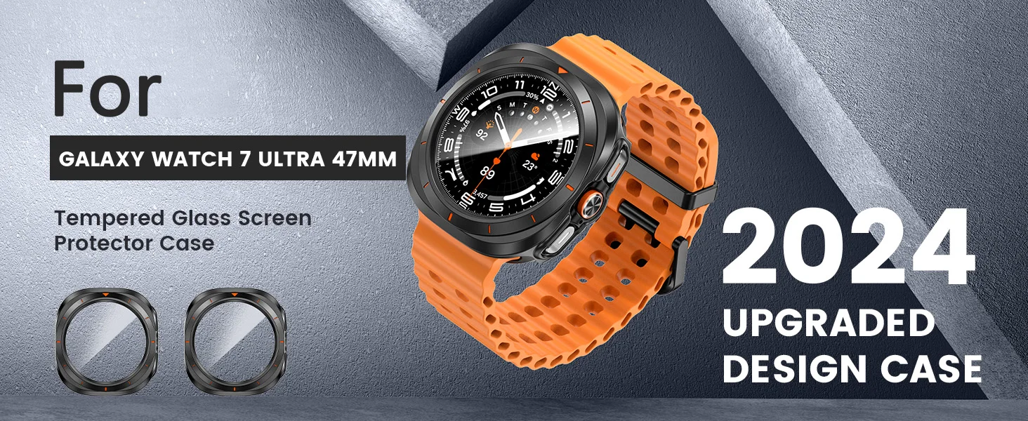 Für Samsung Galaxy Watch Ultra 47 mm Hard Case Gehärtetes Glas Displayschutzfolie für Galaxy Watch 7 Ultra Bumper Zubehör – Detail 1