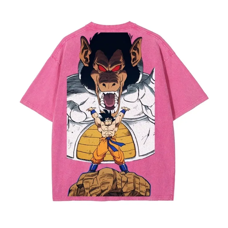

Новинка 2025 года, летняя футболка в стиле Харадзюку с аниме Dragon Ball Son Goku, мужская потертая уличная свободная женская футболка в стиле ретро, повседневные спортивные топы с короткими рукавами