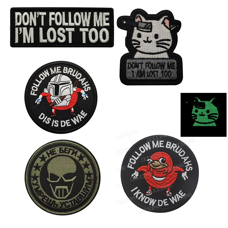 Don't follow me I'm lost too parches bordados Meme Hook & Loop cosido en insignias de gato bordado