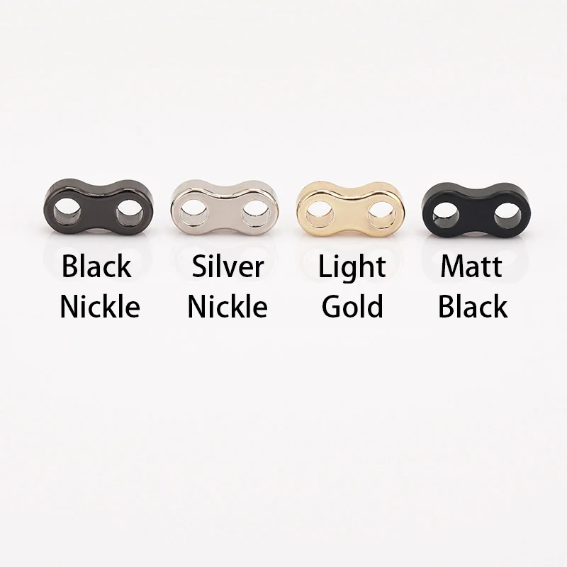 100Pcs/Lot 2-Hole Metal Alloy Hoodie/Pants Drawstring Rope Stoppers Bell Cord End Aglet Lock 3mm Rope Black/Nickle/Gold 016