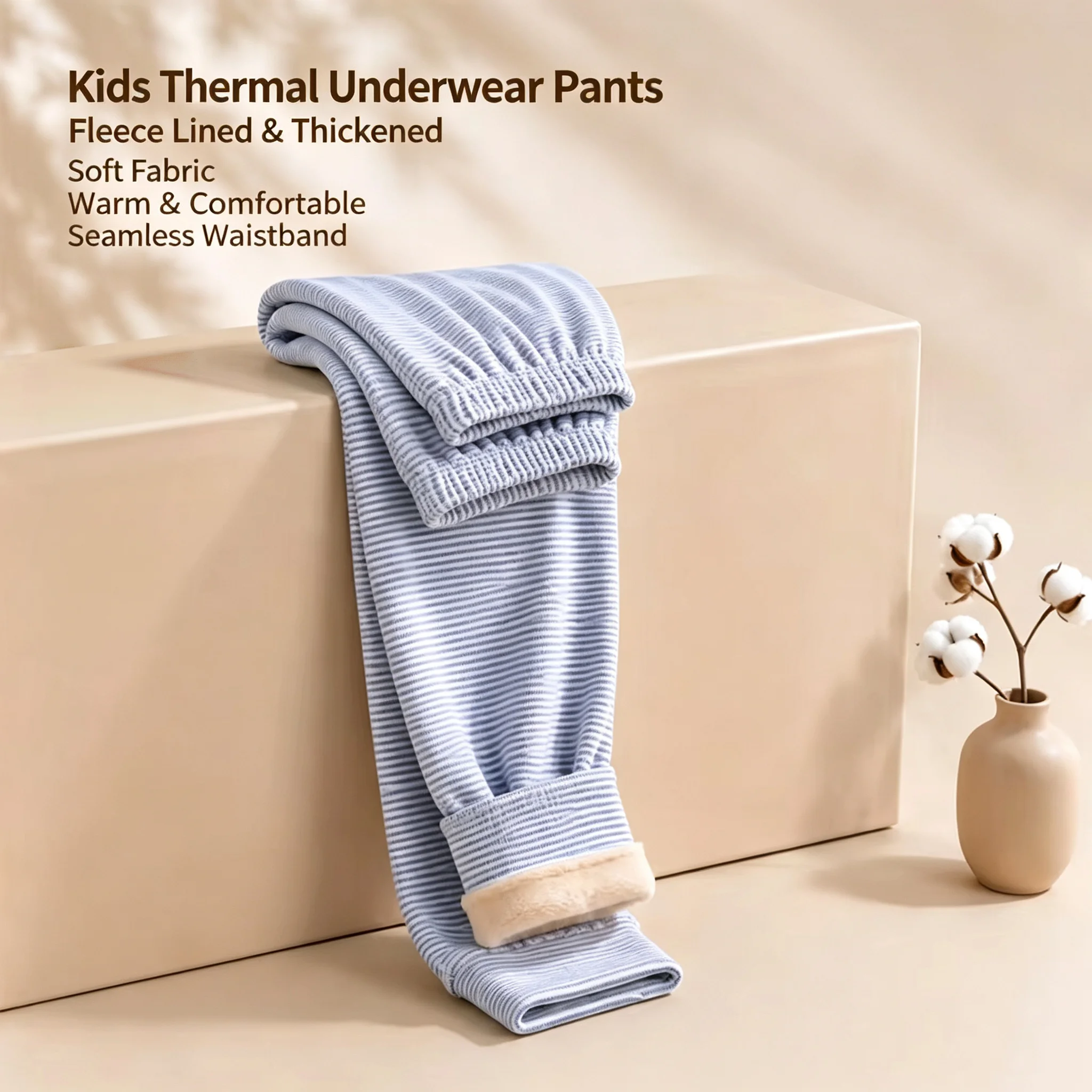 2026 New Adolescents and Children Fleece Thickened Thermal Pants Leggings Line Pajama Boys and Girls Autumn and Winter Trousers