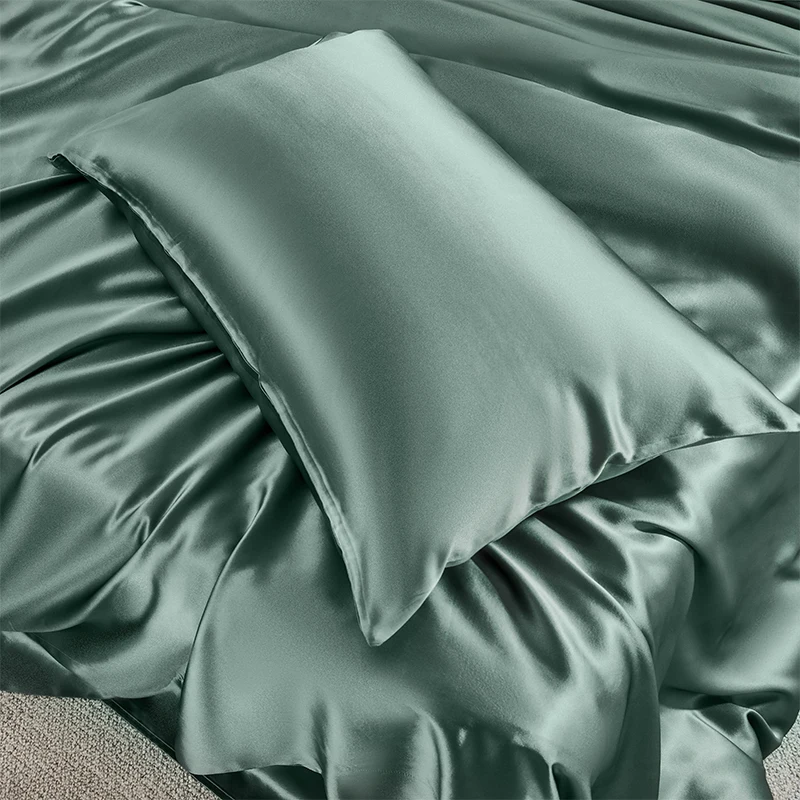 

Dark Green Customised Size Bedding Set Silk Bed Covers 4pieces Mulberry Silk Bedding Set Silk Sheet