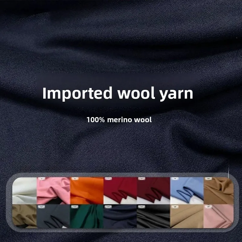 350gsm Australian Imported 100% Merino Wool Crepe Fabric Wrinkle Resistant Draped Textured Suiting for Blazer Trench Coat  Suit
