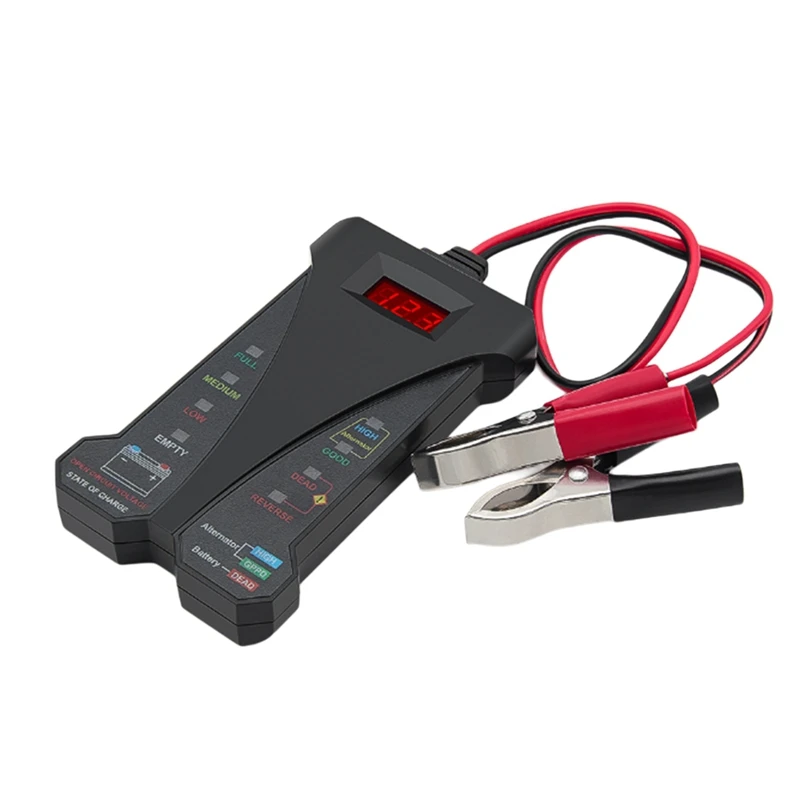 

Car Digital LED Display Battery Tester 12V Battery Tester Charging System Analyzer With Clips For Motorcycle Car