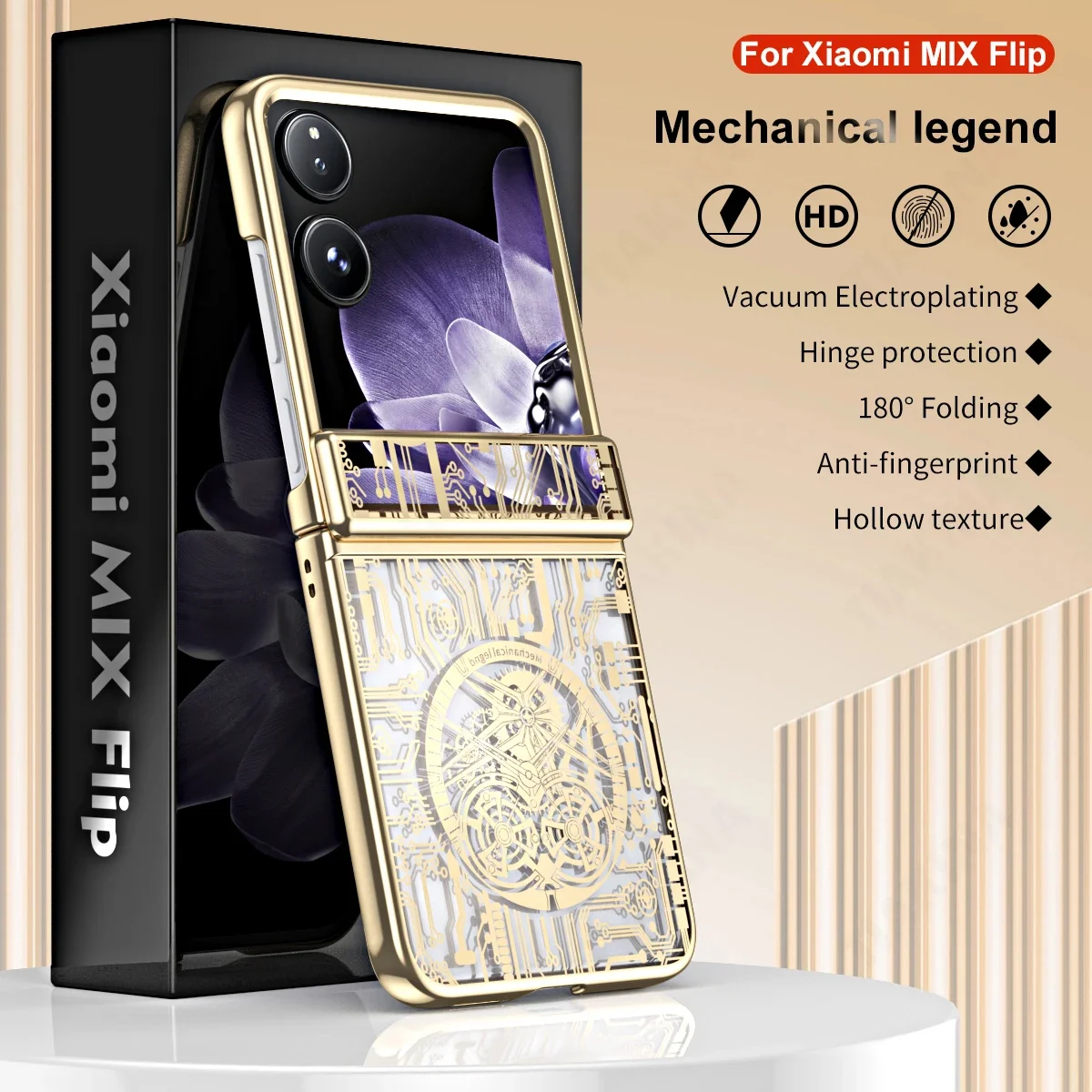 Fashion Mechanical pattern Plating Funda for Xiaomi Mix Flip case for Xiaomi Mix Flip Hinge Protection Case Shockproof Cover