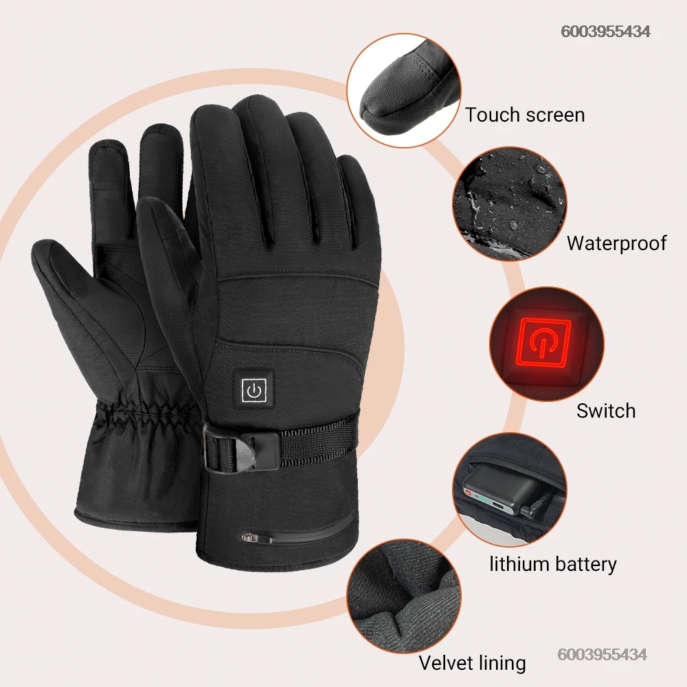 Moto Heated Gloves 8500mah Rechargeable Self Heating Gloves Outdoor Windproof Electric Heating Skiing Gloves Men view 2