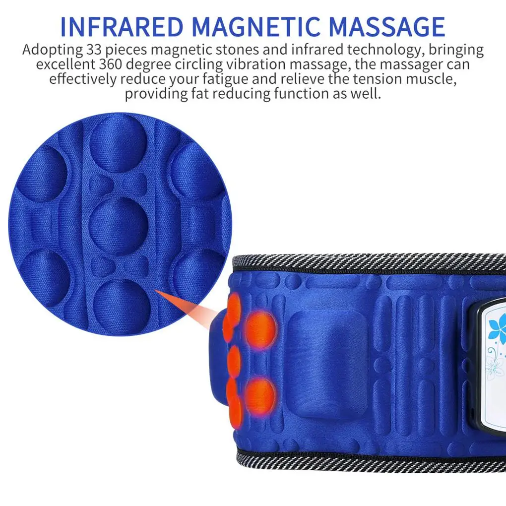 Slimming Belt Vibrator X5 Times 33 Lodestones Sticker Massager Weight-Loss Arm Relieving Fat Burning Equipment US Plug