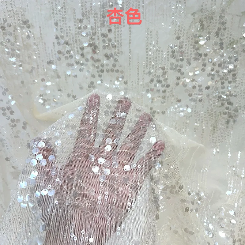 刺繍チュール不規則なグリッター生地散在ストライプスパンコール付きウェディングドレスガウン素材