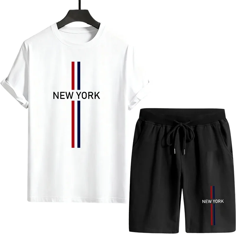 Men Crew Neck T-shirt and Sports Shorts Spring Summer Daily Casual Fashion Tracksuit Male Home Outdoor Comfort Cool Tees Outfits