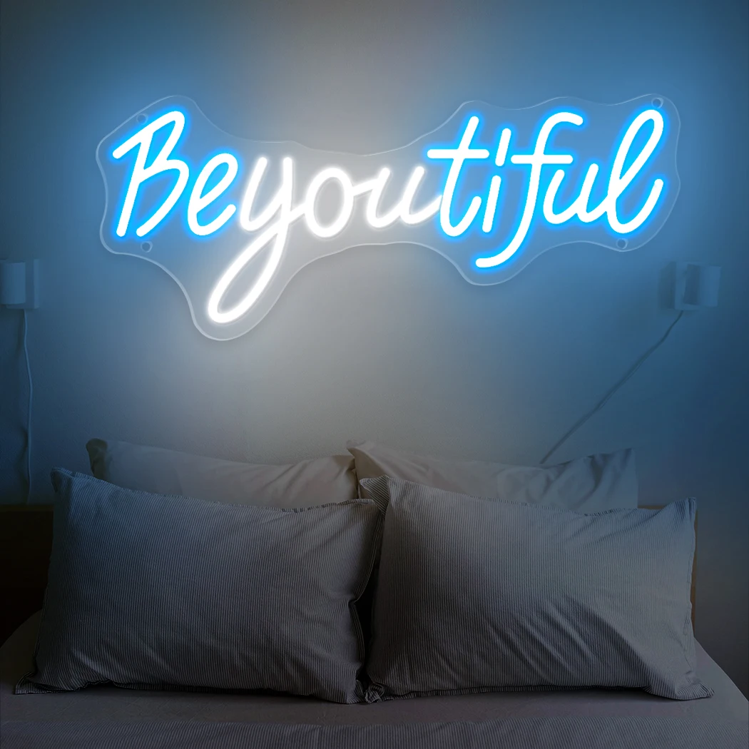 Be You Tiful Neon Sign LED USB Operated Wall Decor Light Perfect for Bedroom, Beauty Salon, Birthday and Home Wall Decoration