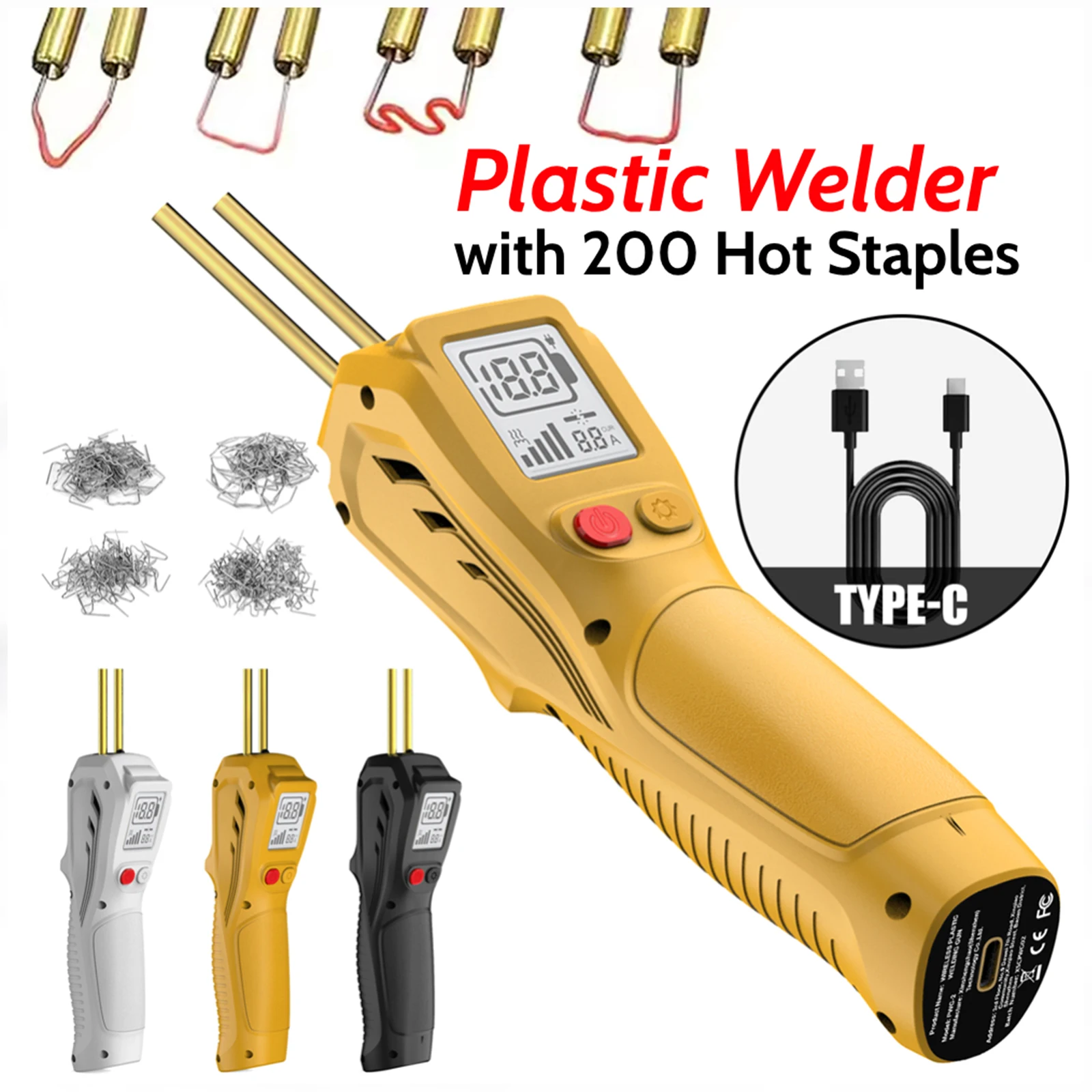 For Car/Motorcycle Repair 99% Plastic Compatible Quick Heat 3-5s 500W Plastic Welding Gun 5000mAh Portable Hot Air Welder