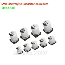 20PCS/LOT  SMD Electrolytic Capacitor Aluminum 6.3V 10V 16V 25V 35V 50V 1UF 2.2UF 4.7UF 10UF 47UF 100UF 220UF 330UF 470UF 680UF