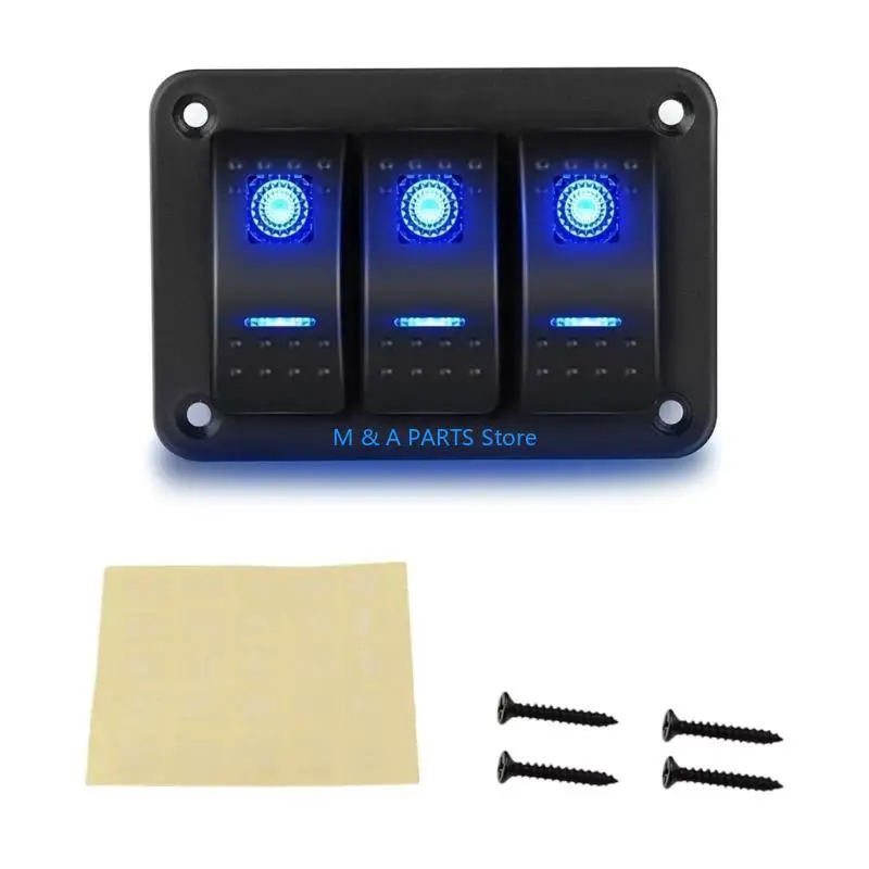 

U1JF 12V Switch Panel Rockers Light Toggle with Blue LED Light for Vehicles