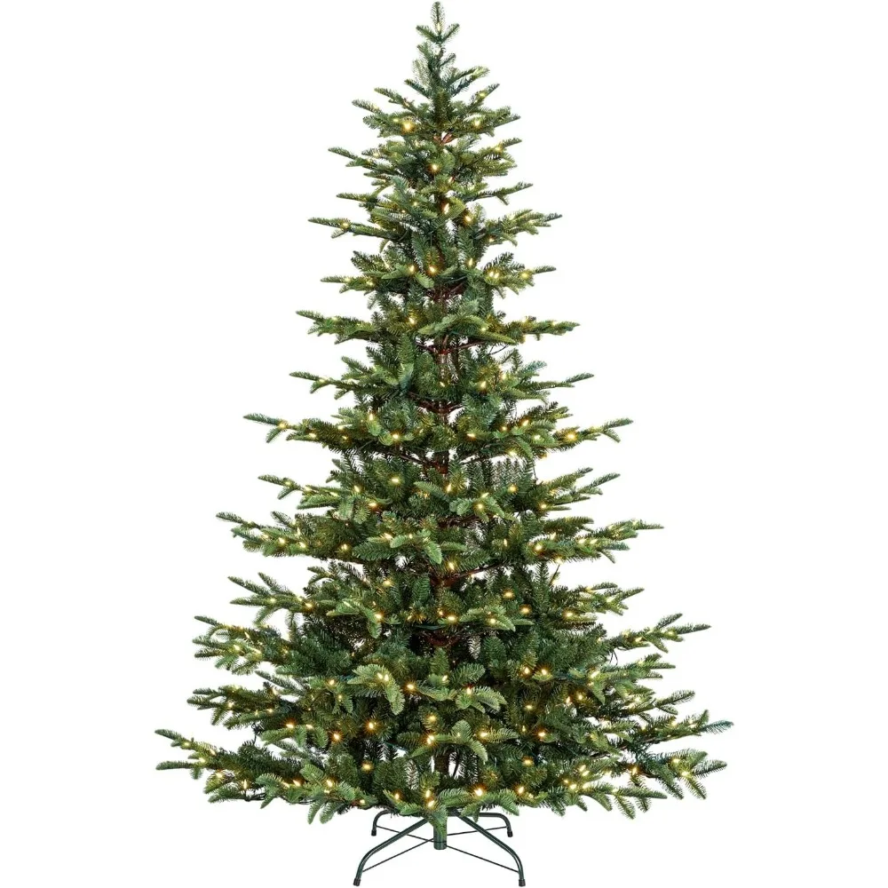 

6 ft Artificial Aspen Fir Christmas Tree with 797 PE &PVC Branch Tips, 330 Warm White LED Lights, Metal Stand and Hinge