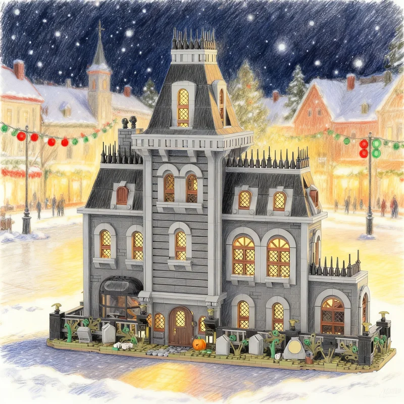 

3224pcs MOC Wednesday Addams Family Mansion Monster Fighters Model Building Blocks DIY Gift Creative Collectible Display Decor