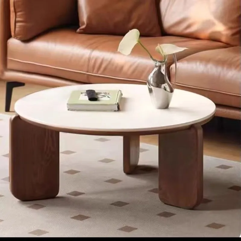 Light Luxury Solid Wood Slate Black Coffee Table  Simple Modern Small Apartment Home Nordic  Living Room Sofa Combination.