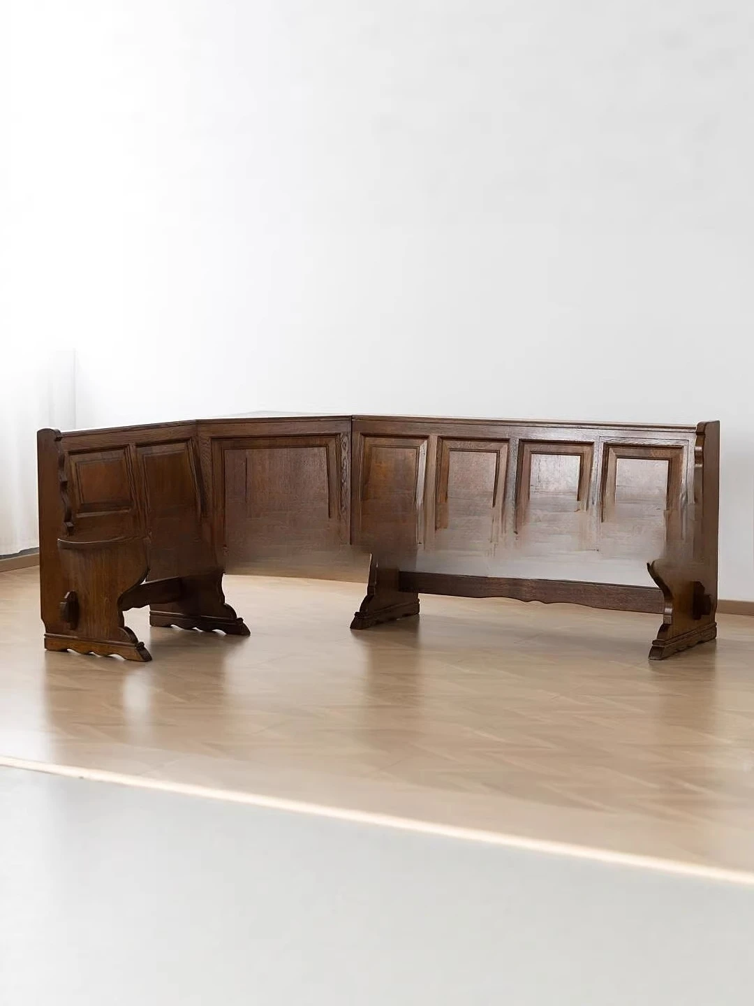 Corner bench, retro solid wood corner L-shaped restaurant cafe hotel multi-person sofa