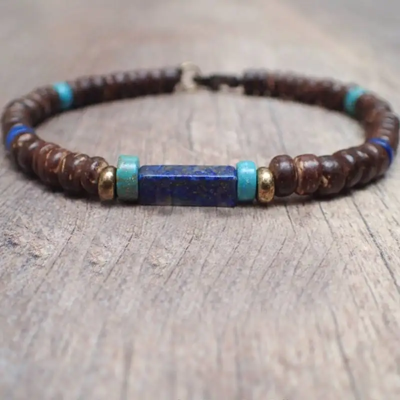 Heishi turquoise coconut and yellow tiger eye bracelet