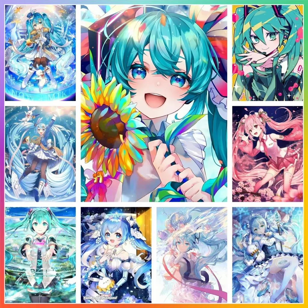 Diamantmalerei Virtuelle Sängerin-Miku Kawaii Japanische Anime Diamant-Mosaik Handgemachte Kunst Exquisites Kreatives Geschenk Heimdekoration